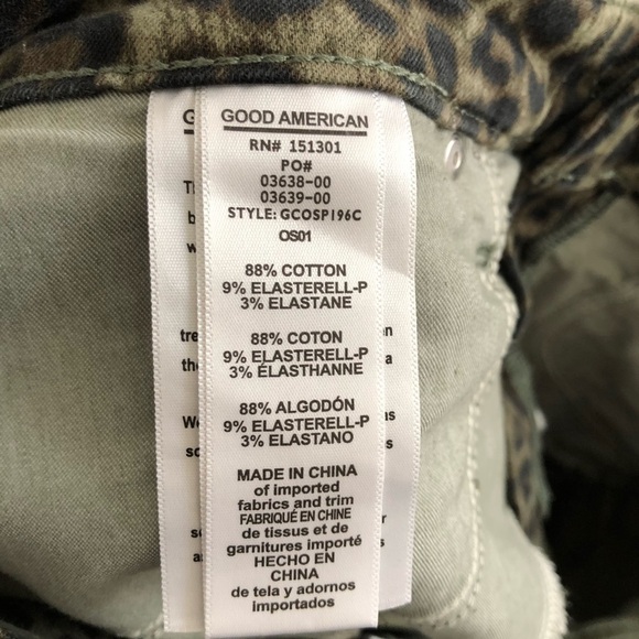 Good American Green Sage Leopard Cutoff Shorts 14 - Picture 5 of 6